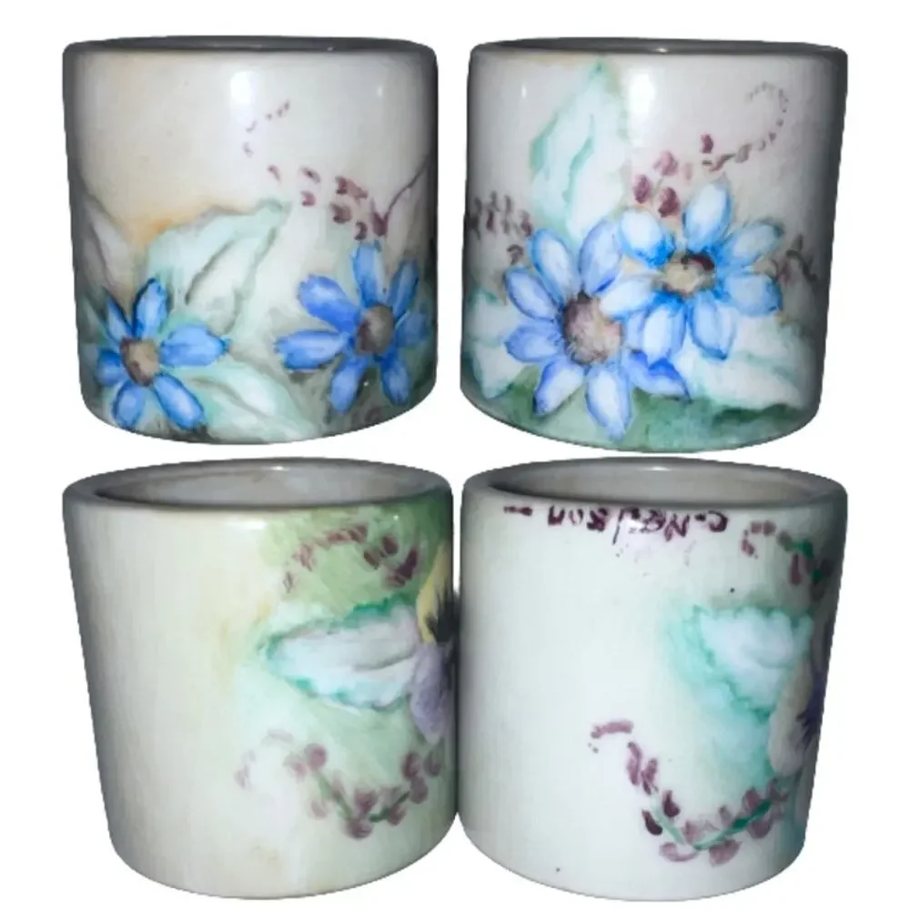 Hand Painted Porcelain Decor Set Signed C.B. Nelson 13 Pc Floral Vintage